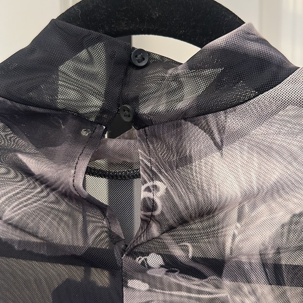 All Saints Black and Gray Floral Bodysuit - Picture 12 of 12